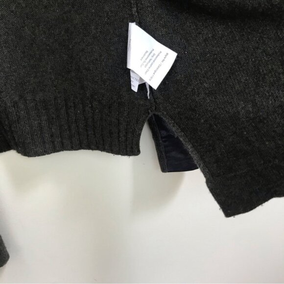 Danier Open Front Cardigan Sweater Leather Sleeves Slits Cashmere Wool Blend Top - Picture 10 of 13